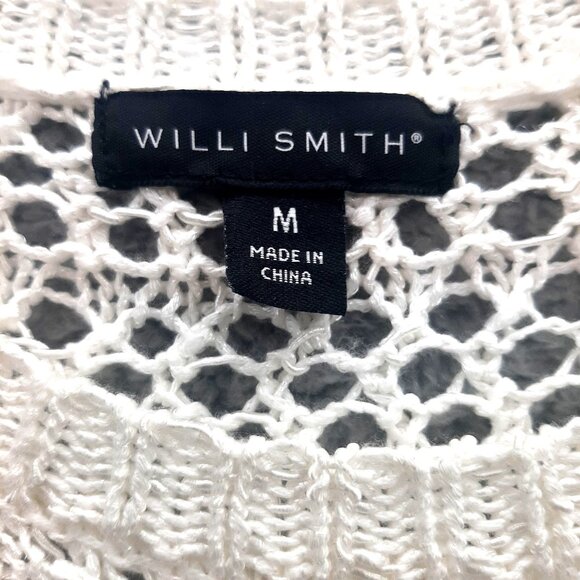 Willi Smith Womens Cream Open-Knit Pullover Sweater Size Medium boho beachy - Picture 5 of 7